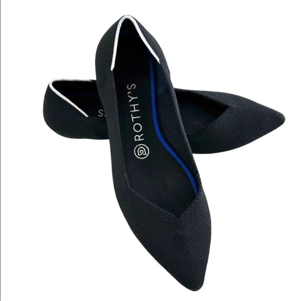 Rothy's The Point in Classic Black - White Halo Size 8 - Picture 1 of 7